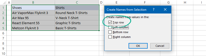 Create Named from Selection