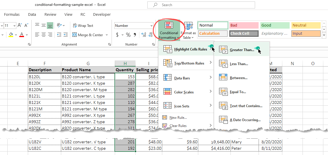 basic conditional formatting rules