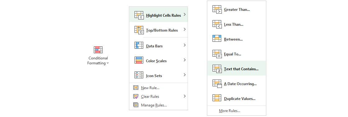 highlight cells that contain text