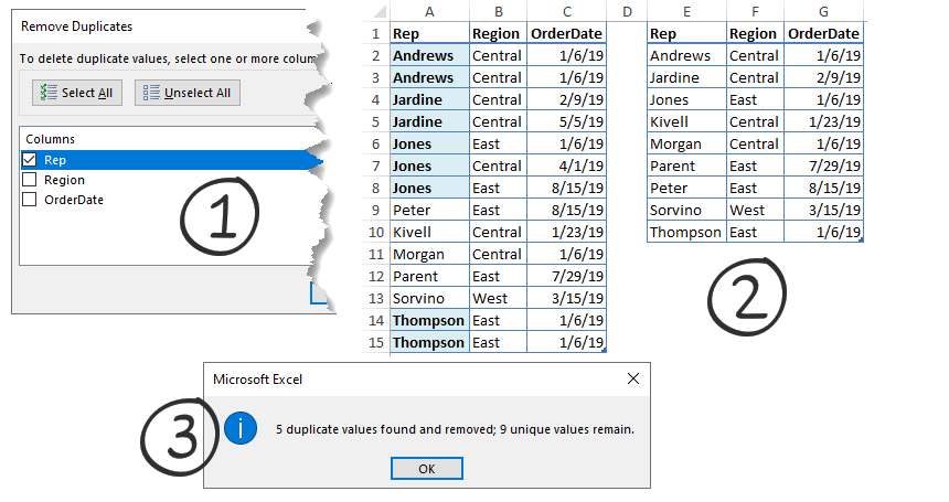 remove duplicates multiple columns