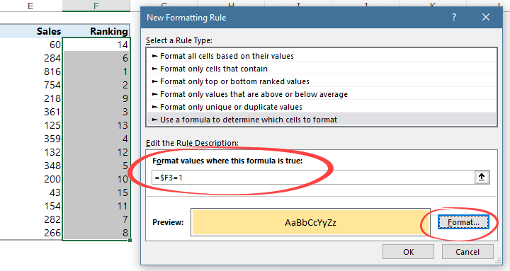 add new rule and choose formatting style