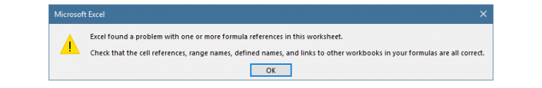 Excel found a problem with one or more formula references что делать