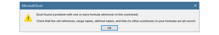 Excel Found A Problem With Formula References In This Worksheet