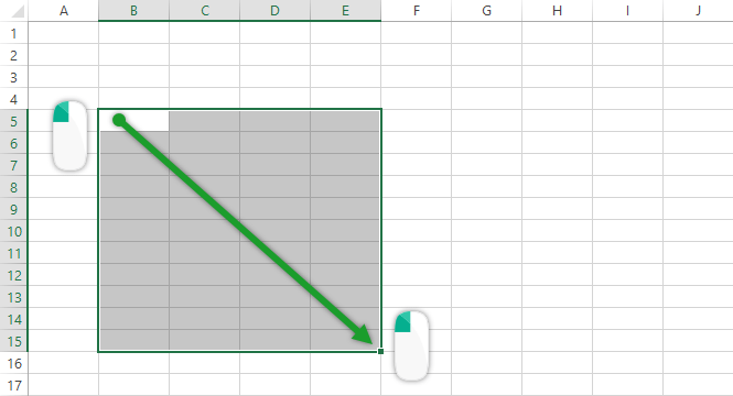 How to select multiple cells in Excel by mouse dragging