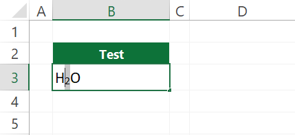 excel will apply the subscript
