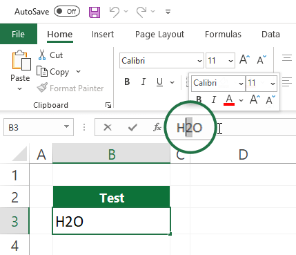 how to use the formula bar to highlight a character