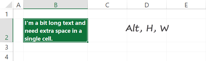 wrap text shortcut in Excel
