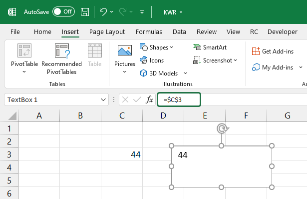 Add value to a Text Box using the Formula Bar