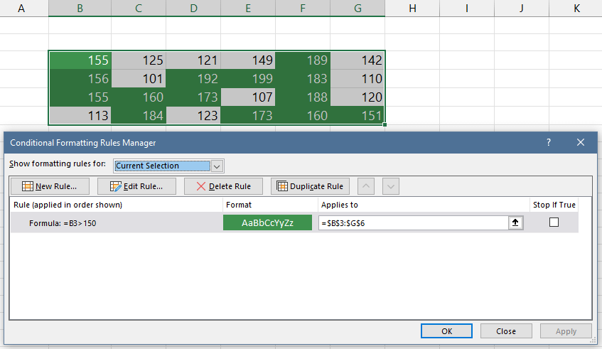 conditional formatting logical operators