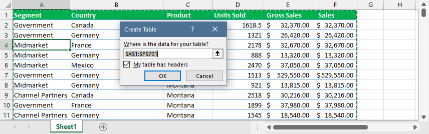 excel will ask where is the data