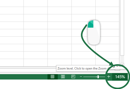 reach the zoom level dialog box by clicking on it
