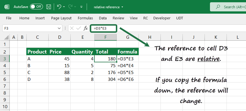 relative reference excel