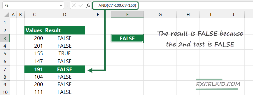 excel and function example 1