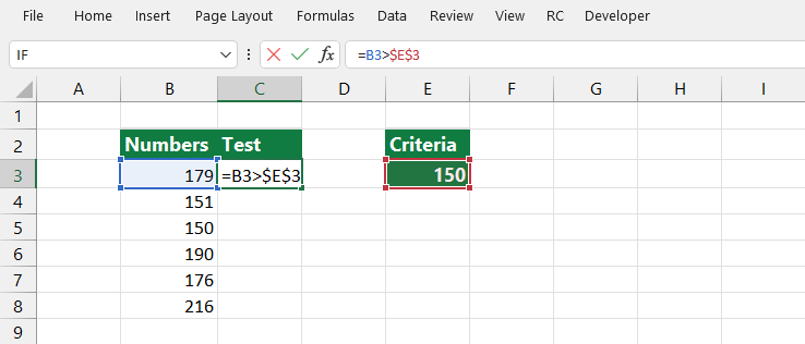 greater than excel data table