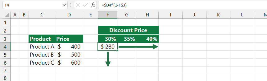 lock rows and columns in an excel formula
