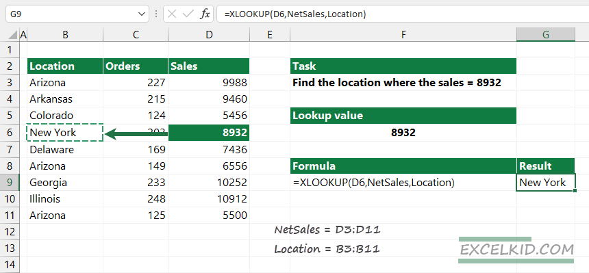 Left lookup in Excel using XLOOKUP