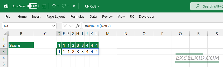 UNIQUE will not handle the same values organized in columns