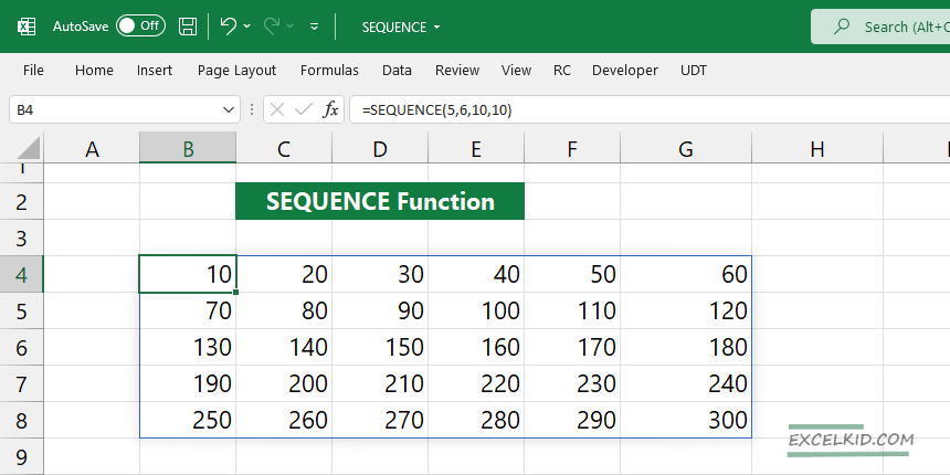 excel sequence function