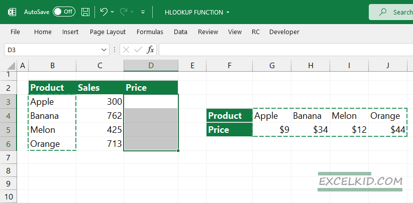 hlookup examples
