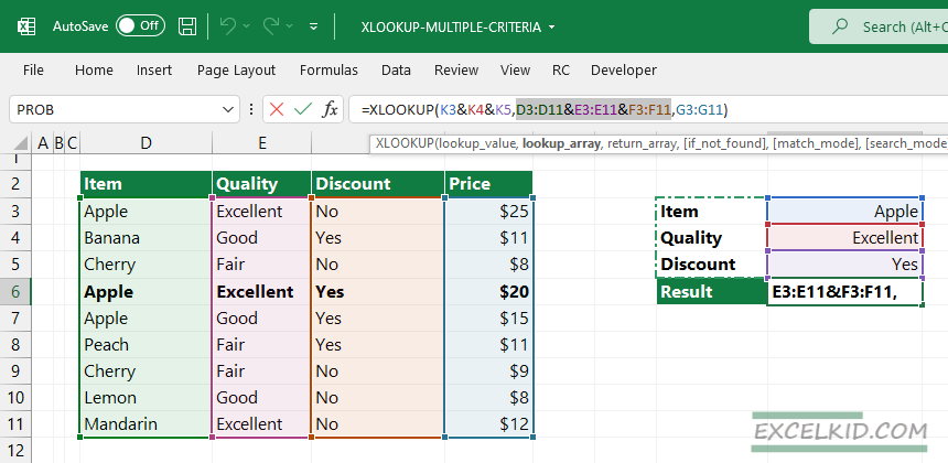 lookup array with multiple criteria