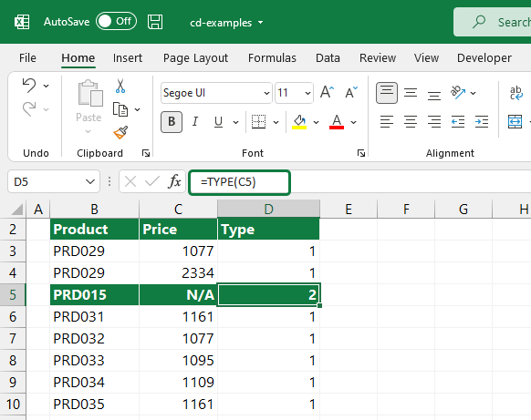 Check the Type of Data in a Cell to clean data