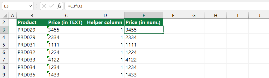Convert Numbers Stored as Text into Numbers