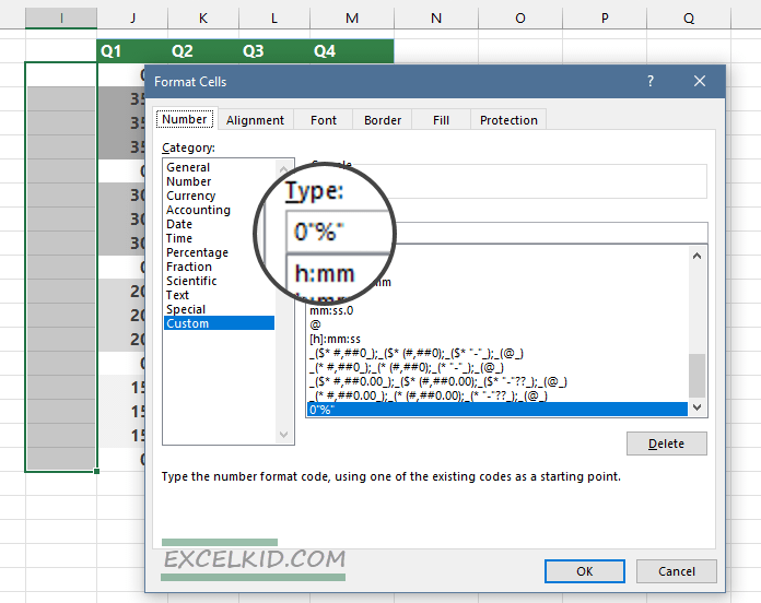 Use custom number format in the helper column