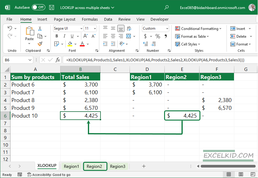 XLOOKUP Across Multiple Worksheets Excel Formula