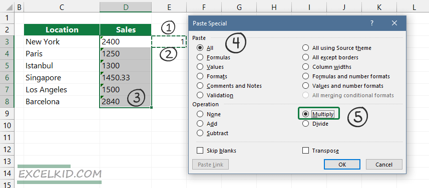 How to convert text to numbers using the “Paste Special” command