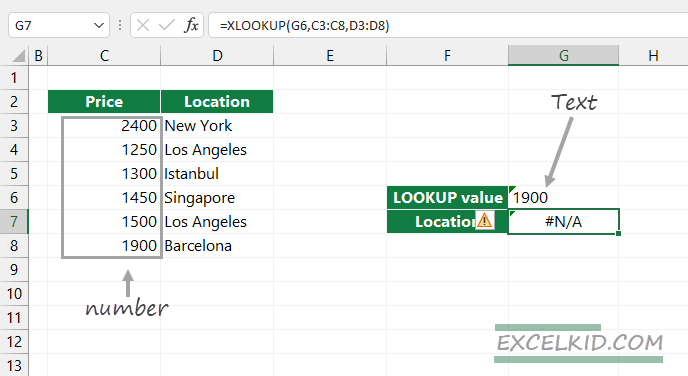 XLOOKUP is not working different data types