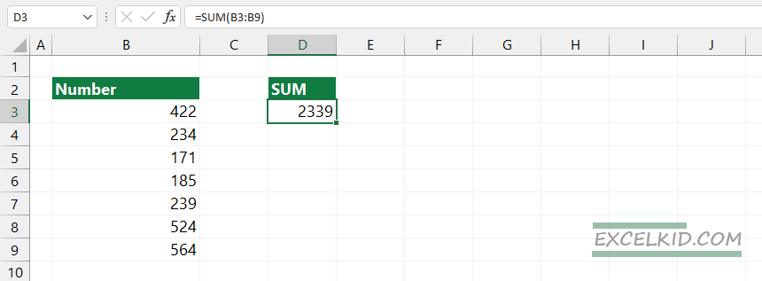 basic sum formula example