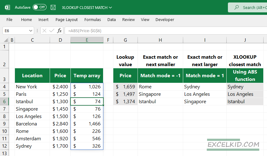 How To Find The Closest Match In Excel Tutorial