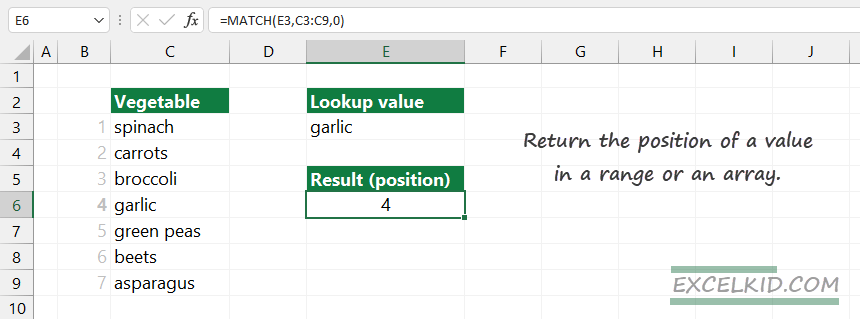 match formula example
