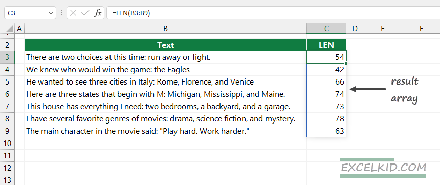 Workaround for count cells that contain more than n character