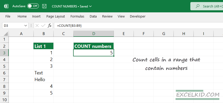 count cells that contain numbers excel