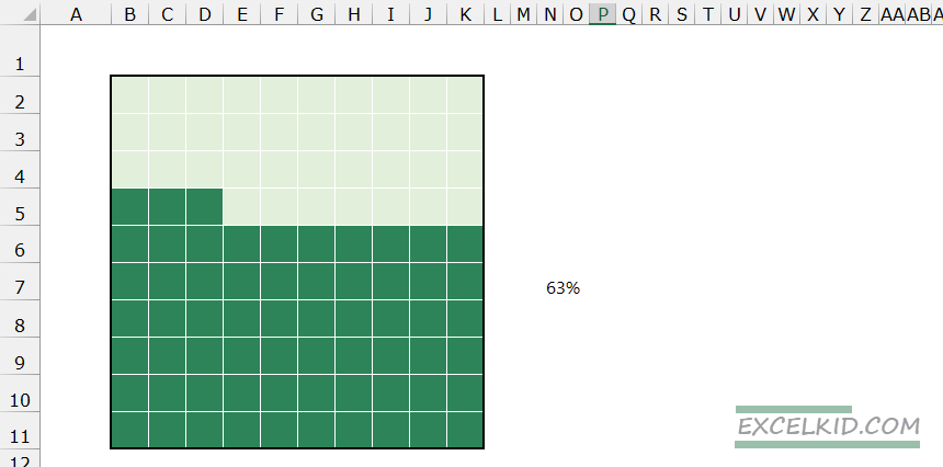 conditional formatted waffle chart