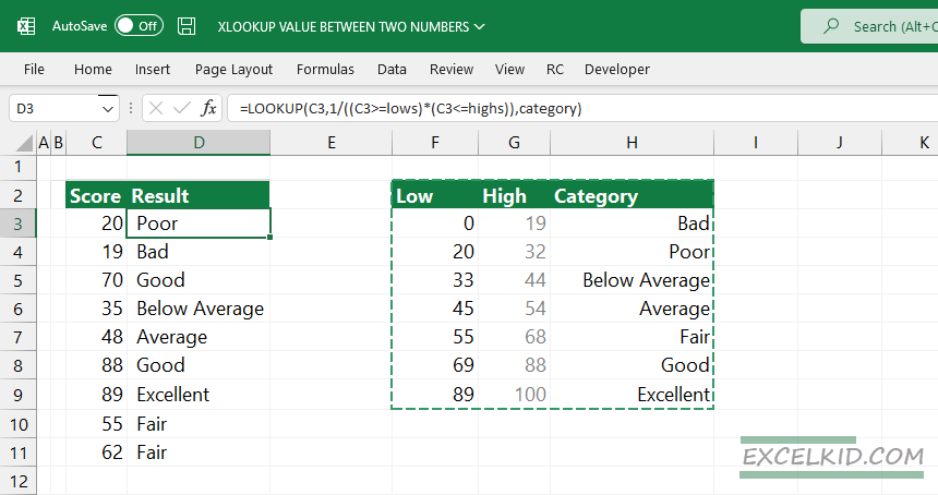 formula that uses LOOKUP function