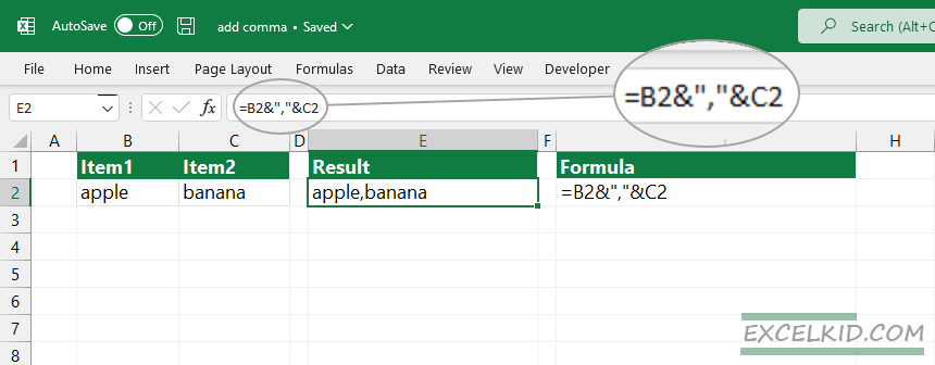 Add a single comma to join two values