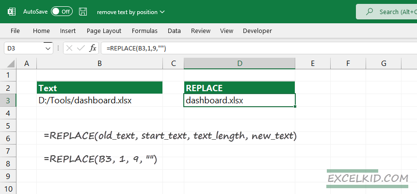 Formulas to remove text by position