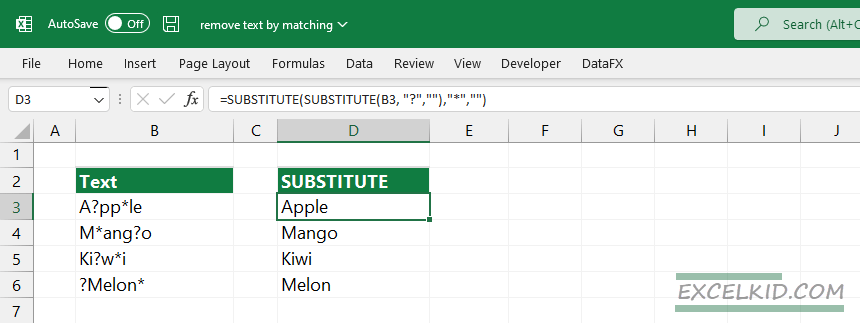 Remove multiple text by matching