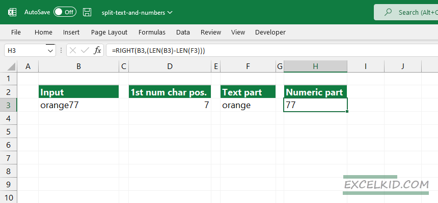 Split Text and Numbers