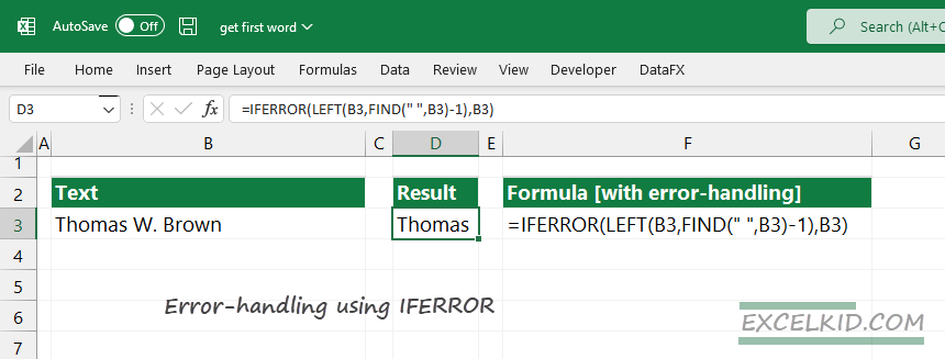 error handling using iferror
