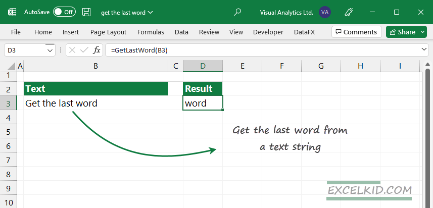 find and get the last word from a text string
