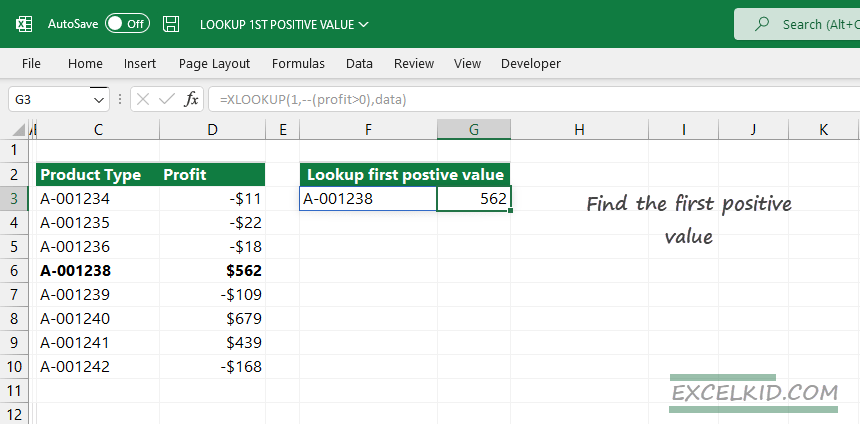 find first positive value