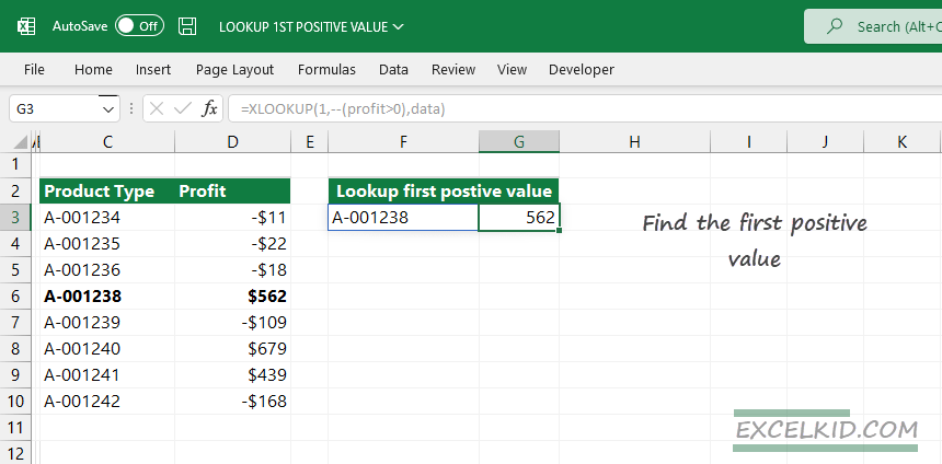 Find The First Or Last Positive Value In A List ExcelKid