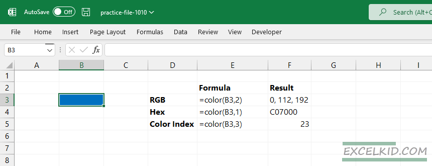 get rgb hex or color index cell colors