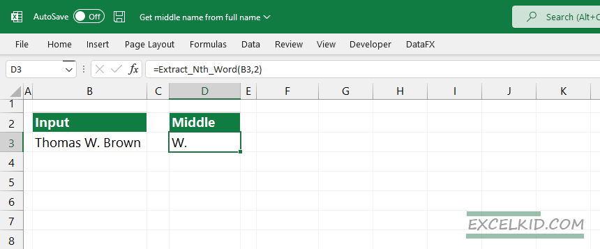 get the middle name from a full name using VBA