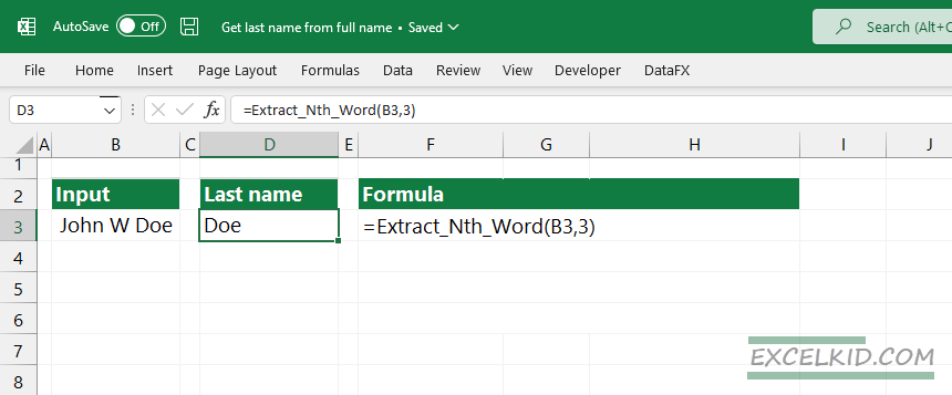 how to use the extract nth word function