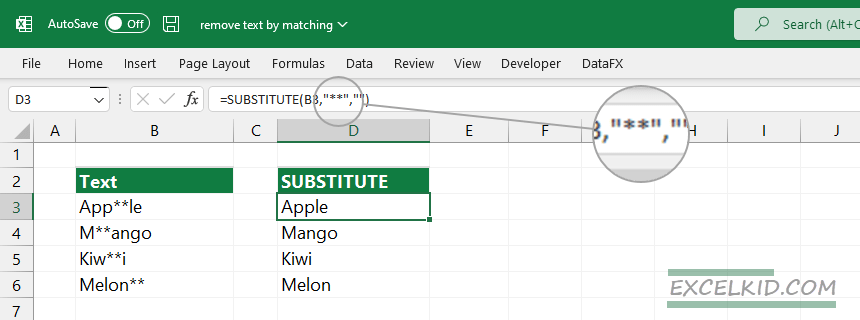 remove more than one character from a text
