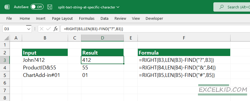 split the numeric part of a string at specific character